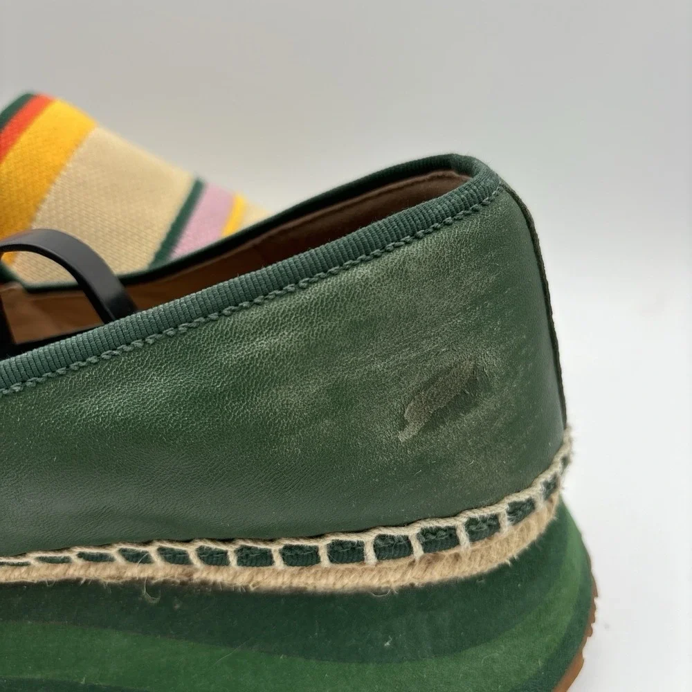 Tory‎ Burch Daisy Espadrille Slip On Sneakers Women's 10 M Knit Striped Green